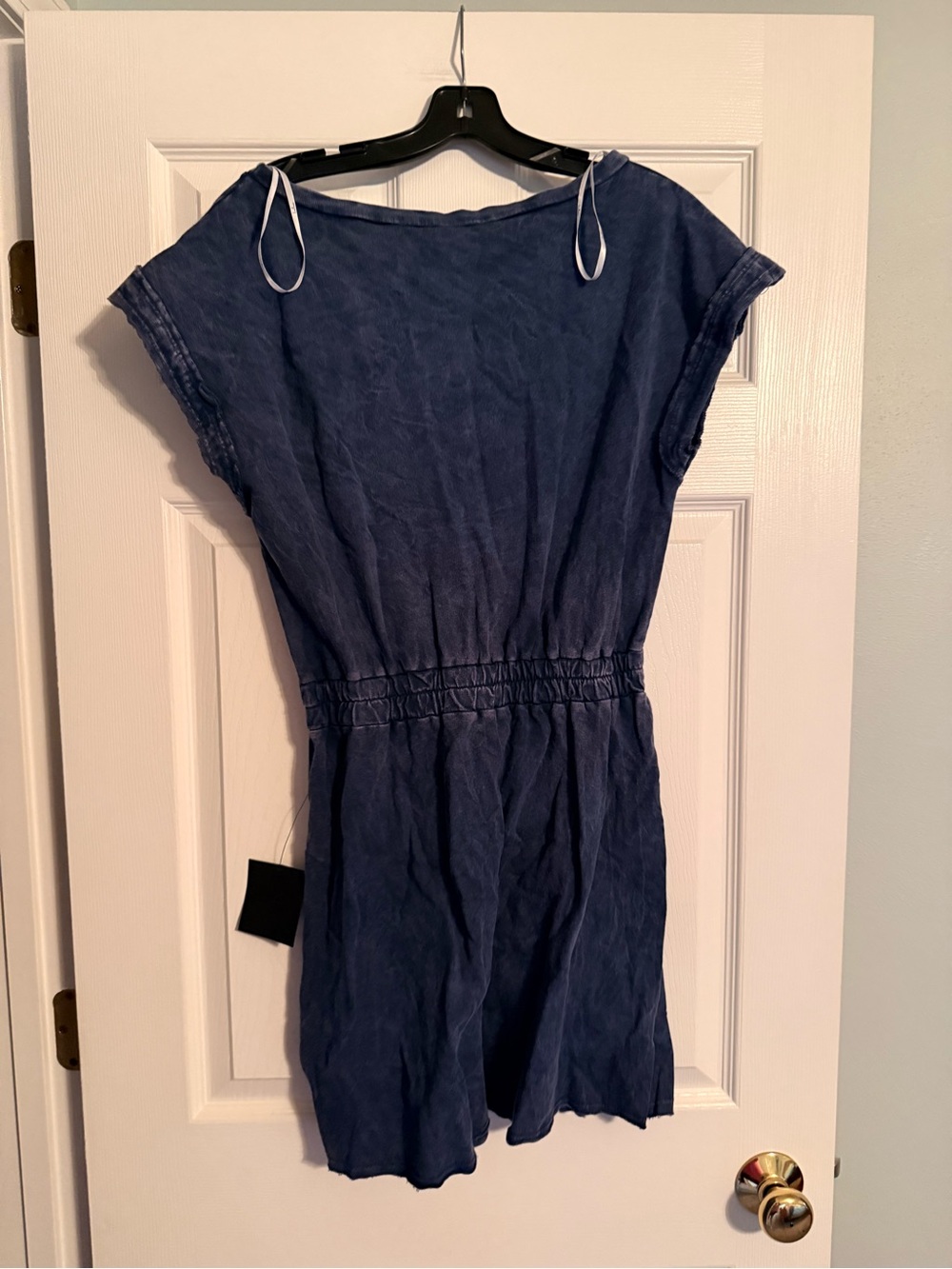 Lulu's Navy Blue Casual Elastic-Waist Mini Dress - Picture 2 of 3